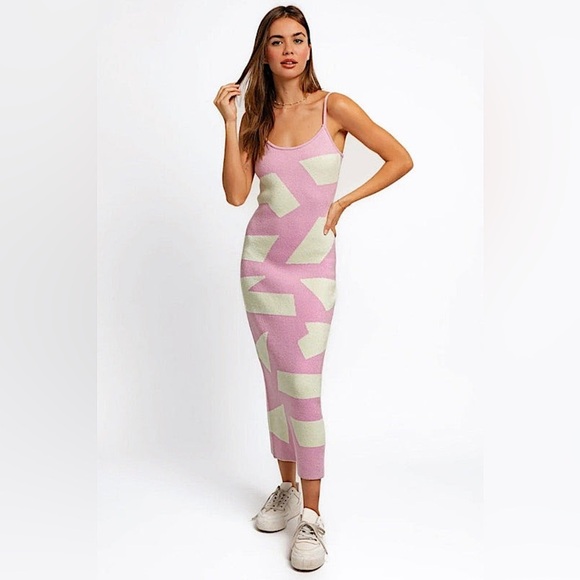 NWT-Abstract Printed Sweater Comfy Maxi Dress - Picture 1 of 7